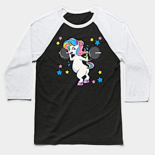 Weight Lifting Unicorn Funny Workout Baseball T-Shirt